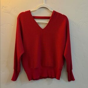 Chic Red V-Neck Sweater for Women